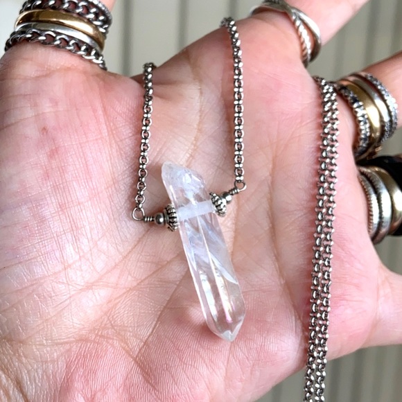 Genuine aura crystal quartz chocker boho necklace - Picture 10 of 12